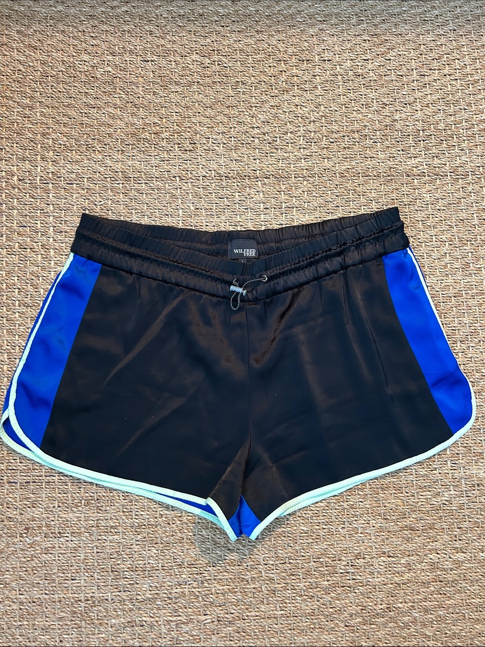 Wilfred Free Black Shorts with Blue Lining